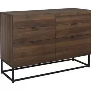 Houston Walnut Wooden 6 Drawer Chest Of Drawers - Birlea