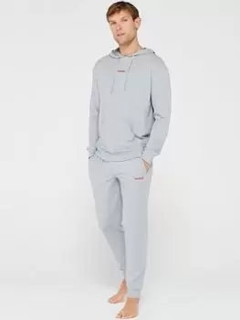 HUGO Bodywear Linked Lightweight Long Pyjama, Grey Size M Men