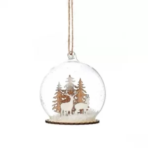 Sass & Belle Stags in Snow Mini Dome Bauble