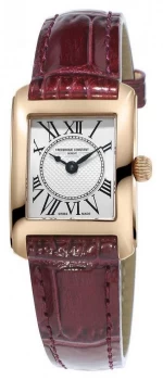 Frederique Constant Womens Carree Brown Leather Strap Silver Watch