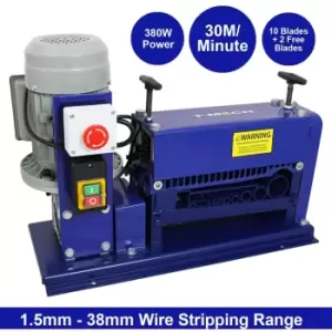 Wire Stripper Electric Automatic Stripping Cable Powered Portable Scrap Copper Recycling Machine 1.5 - 38mm - Blue