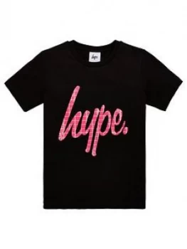 Hype Girls Pink Snake Script Short Sleeve T-Shirt - Black, Size Age: 5-6 Years, Women