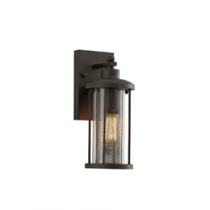 Luminosa Lighting - Small Wall Lantern Lamp, 1 x E27, Antique Bronze, Clear Glass, IP54