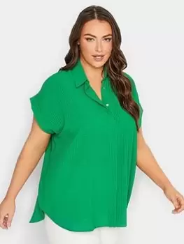 Yours Collared Short Sleeve Shirt, Green, Size 20, Women