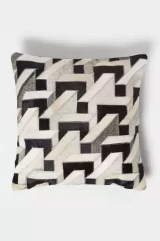 Geometric Block Leather Cushion 45 x 45 cm