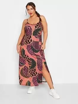 Yours Cami Maxi Dress Chain Leopard - Orange, Purple, Size 26-28, Women