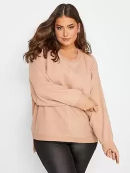 Yours Stretch Drop Shoulder Fleece Roundneck Sweatshirt - Natural , Natural, Size 22-24, Women