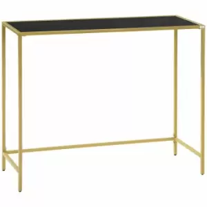 HOMCOM Modern Console Table With Tempered Glass Top Black