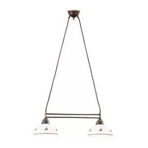 Nonna Cottage Style Straight Pendant Light Matt Antique Brass, 2x E27