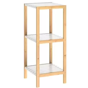 Standing Shelf Bamboo White 80x33x34cm 3 Shelves