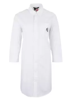 Ralph Lauren Sleep Womens 3/4 Sleeve Classic Cotton His Sleep Shirt In White