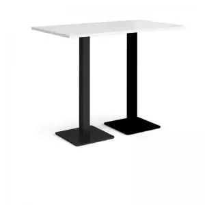 Brescia rectangular poseur table with flat square Black bases 1400mm x