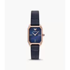 Emporio Armani Womens Two-Hand Leather Watch - Blue