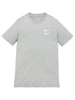 Nike Boys NSW Swoosh Short Sleeve T-Shirt - Dark Grey, Size M