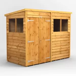 8X4 Power Overlap Pent Double Door Shed