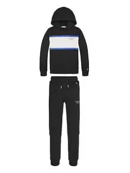 Calvin Klein Jeans Boys 2 Piece Stack Logo Colour Block Jog Set - Black, Size Age: 14 Years