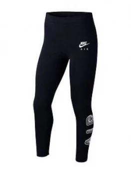 Nike Older Girls Air Favourites Legging - Black/White, Size S, 8-10 Years, Women