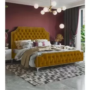 Envisage Trade - Gaia Upholstered Beds - Plush Velvet, Single Size Frame, Mustard - Mustard