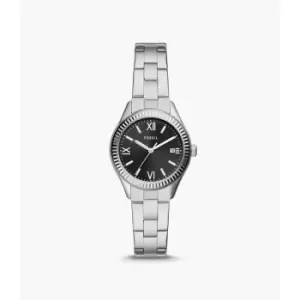 Fossil Womens Rye Three-Hand Date Stainless Steel Watch - Silver