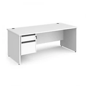 Dams International Straight Desk with White MFC Top and Graphite Frame Panel Legs and 2 Lockable Drawer Pedestal Contract 25 1800 x 800 x 725mm