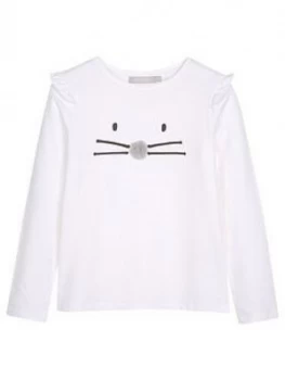 Mintie by Mint Velvet Girls Animal Face Long Sleeve T-Shirt - Ivory, Size Age: 3-4 Years, Women