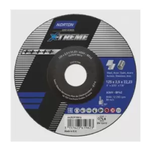 125x2.5x22.23mm NOR-XTREME CUTTING DISC A36V TYPE 42