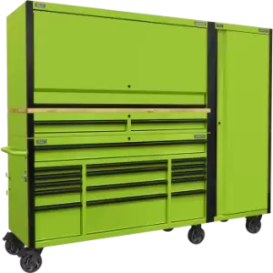 Sealey 15 Drawer Wooden Worktop Trolley, Hutch and Locker Combo Green