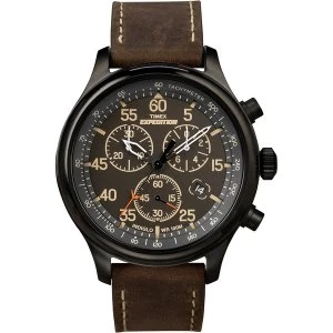 Timex T49905 Expedition Field Chronograph Watch with Brown Leather Strap