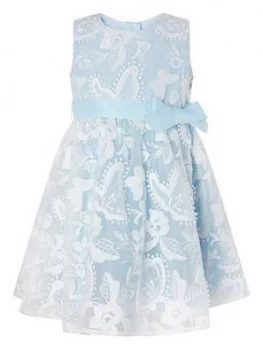 Monsoon Baby Girls Sophia Blue Butterfly Lace Dress - Blue, Size 12-18 Months