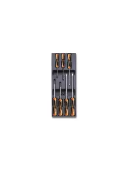 Beta Tools T208 7pc Grip" Flat & Phillips Screwdriver Set Tray for Roller Cabs