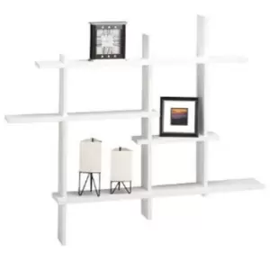 Techstyle Lattice Floating Geometric Retro Wall Display Storage Accent Shelf White