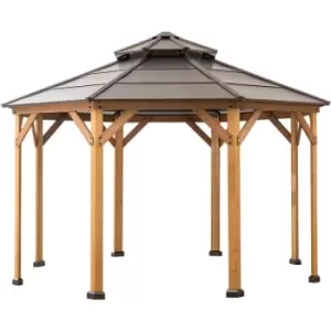 Cedar wood Gazebo EggI in Brown - 395cm x 395cm, brown