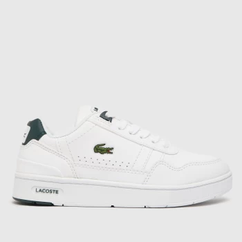 Lacoste White & Green T-clip Boys Junior Trainers