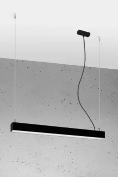 Pinne Integrated LED 65cm Linear Straight Bar Pendant Light Black 3000K