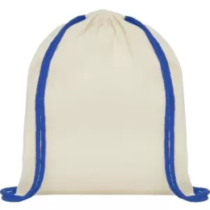 Bullet Oregon Cotton Drawstring Bag (One Size) (Natural/Royal Blue)