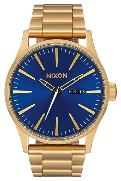 Nixon A356-2735-00 Sentry SS All Gold / Blue Sunray Gold Watch