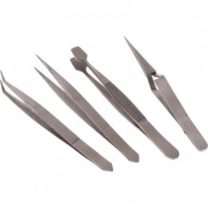 Faithfull 4 Piece Stainless Steel Tweezer Set