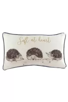 Oakwood Hedgehogs Hand-Painted Watercolour Printed Piped Cushion