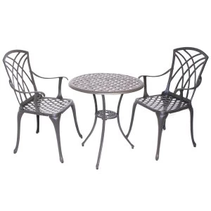 Charles Bentley Metal 2-Seater Bistro Set with Cushions - Bronze