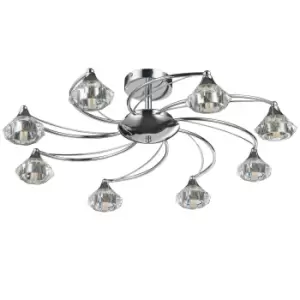 8 Light Semi-Flush Ceiling Light Polished Chrome Finish