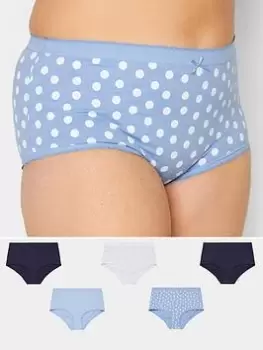 Yours 5 Pack Polka Dot Full Brief, Blue, Size 18-20, Women