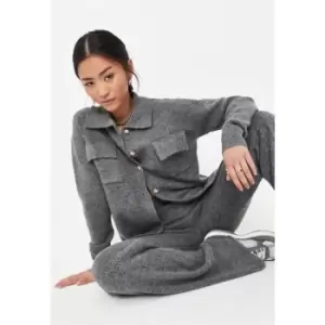 Missguided Cosy Knit Button Up Cardigan Coord - Grey