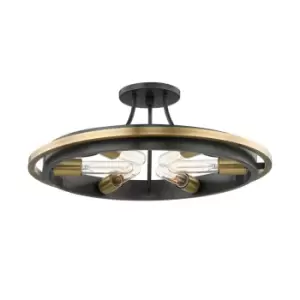 Chambers 6 Light Flush Mount Aged Brass, Glass