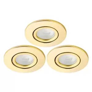 Spa Como LED Tiltable Fire Rated Downlight 5W Dimmable 3 Pack Cool White Satin Brass IP65