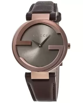 Gucci Interlocking G Brown Dial Brown Leather Strap Womens Watch YA133309 YA133309