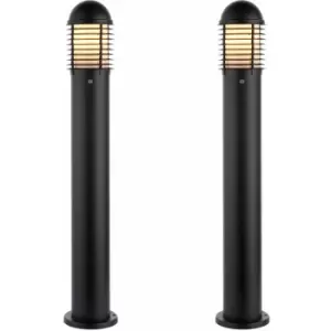 Loops - 2 pack Outdoor Bollard Post Light - 60W E27 gls - 1000mm Height - Matt Black