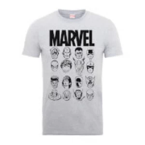 Marvel Multi Heads Mens Grey T-Shirt - M