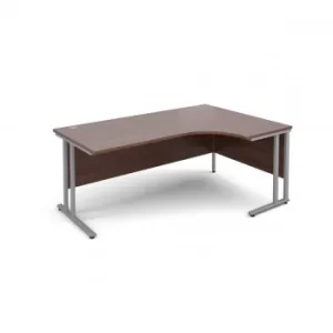 Maestro 25 Right Hand Ergonomic 1800 Desk with Silver Legs, Walnut