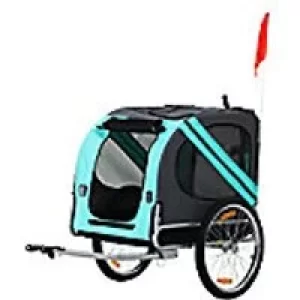 PawHut Pet Bike Trailer Green, Grey 730 mm x 1300 mm x 900 mm