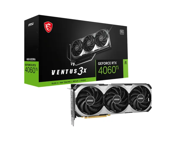 MSI GeForce RTX 4060 Ti VENTUS 3X E OC 8GB GDDR6 Graphics Card